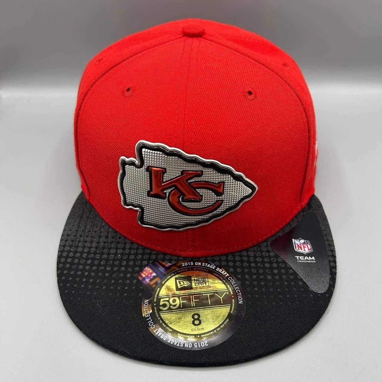 New Era Kansas City Chiefs Hat Men 8 Red Black NFL Fitted Cap Size ONE SIZE - 1 Thumbnail