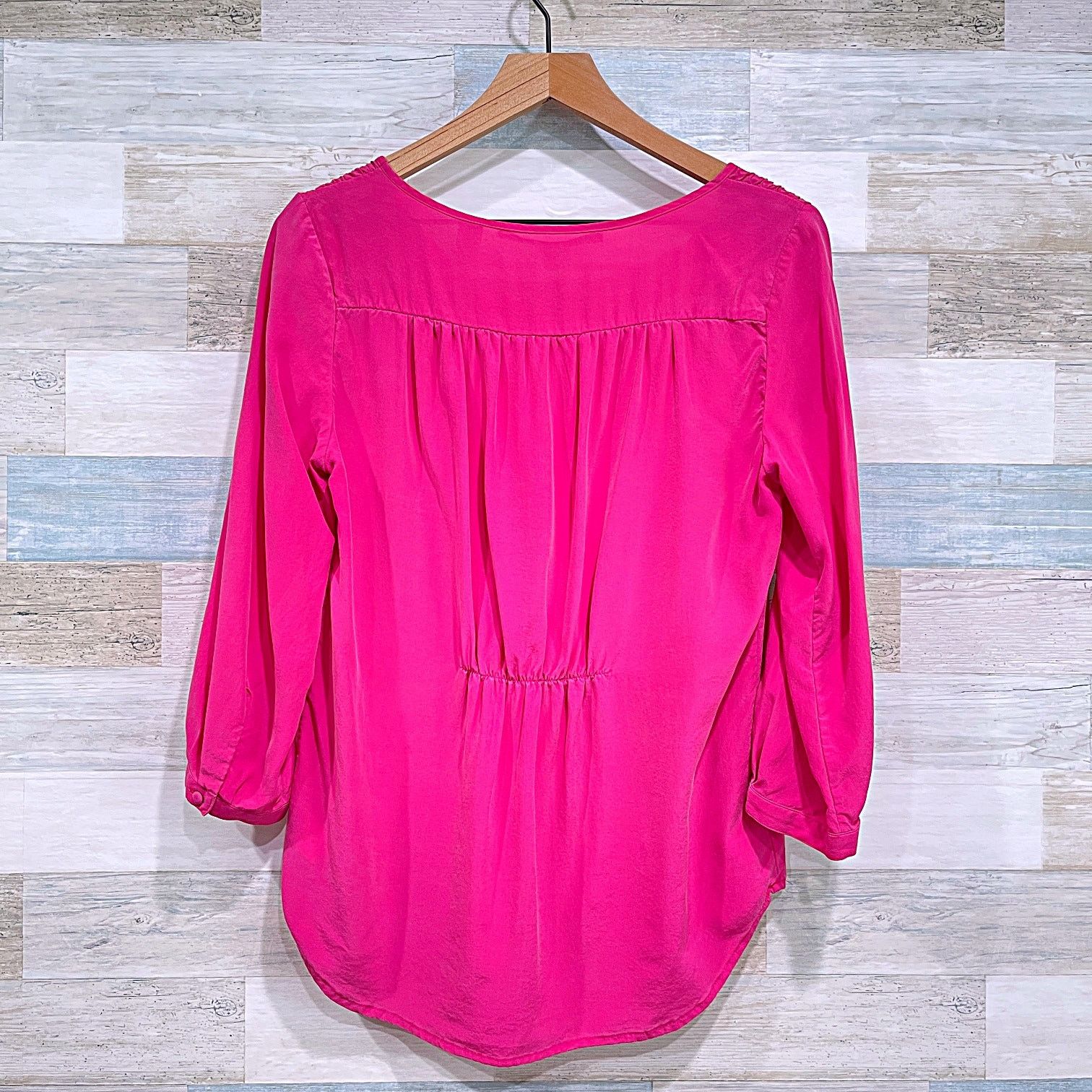 Other Max Studio 100% Silk Smock Shoulder Blouse Pink 3/4 Sleeve S Size S / US 4 / IT 40 - 3 Thumbnail