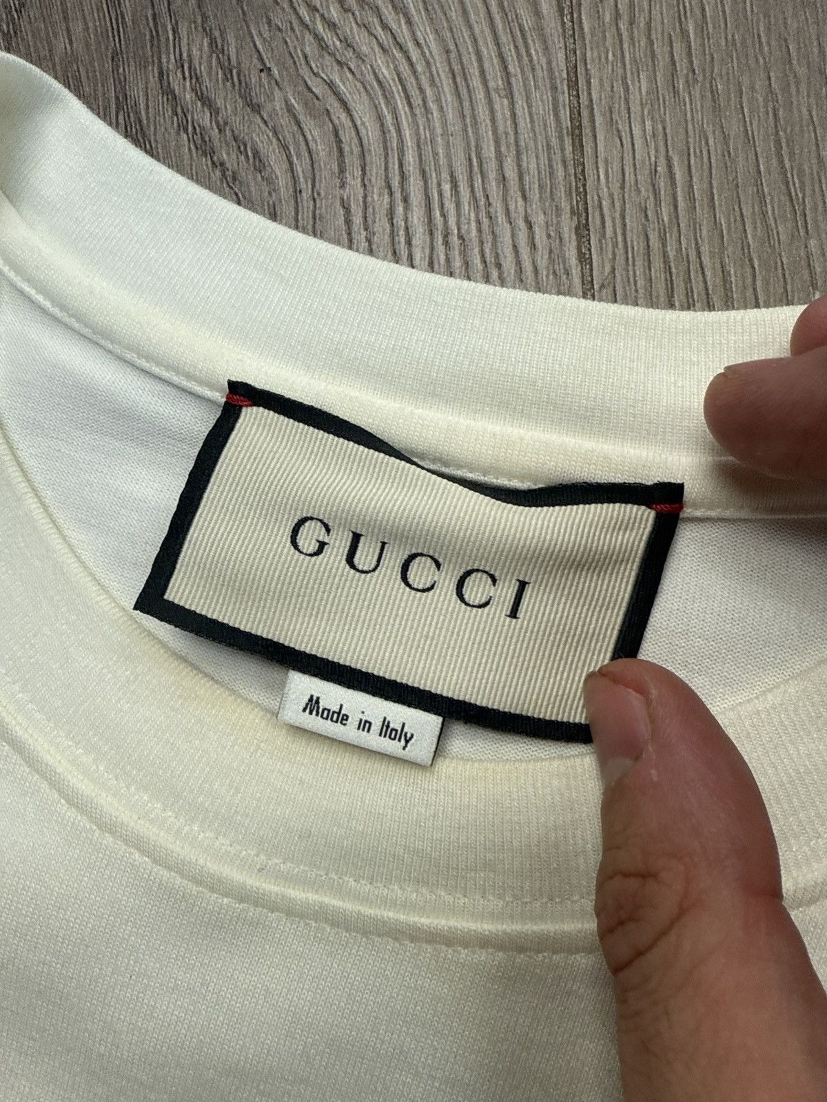 Gucci Gucci lightning two tone logo t-shirt cream red Size US M / EU 48-50 / 2 - 6 Thumbnail