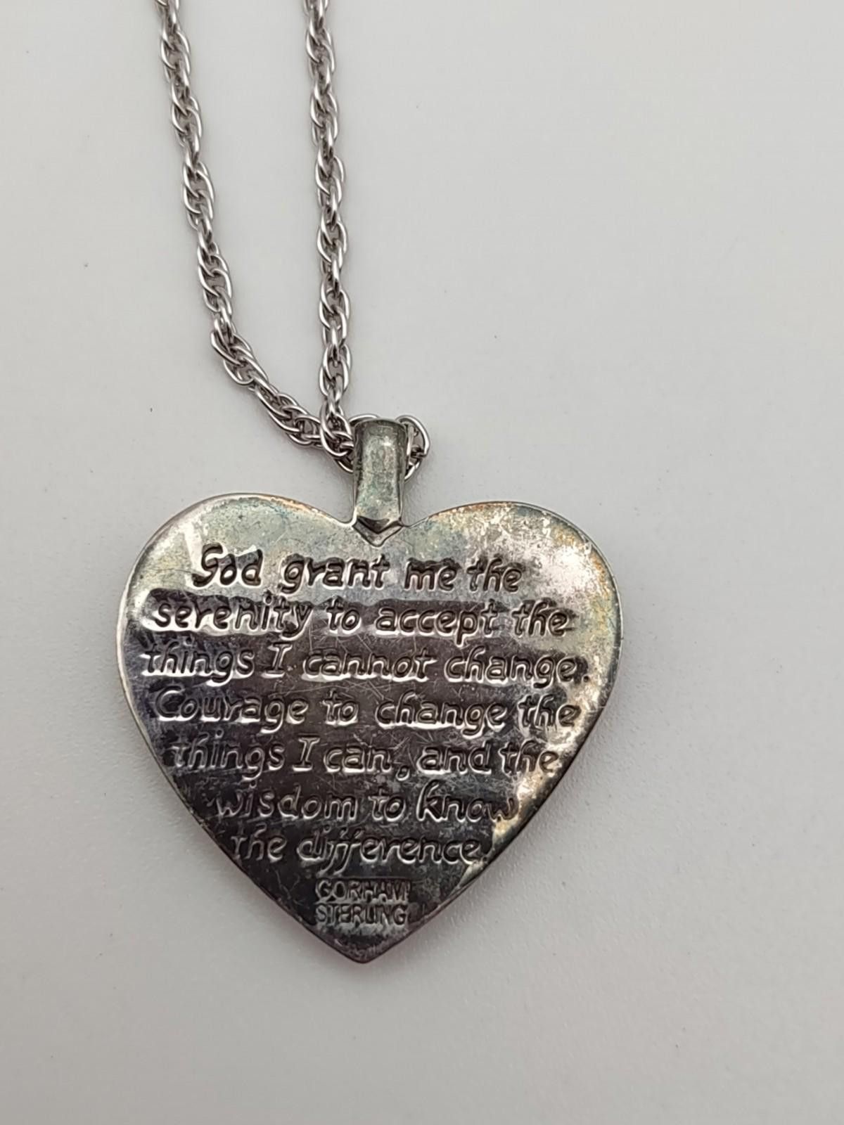Other Gorham Sterling Serenity Prayer Heart Pendant 20" Size ONE SIZE - 2 Thumbnail