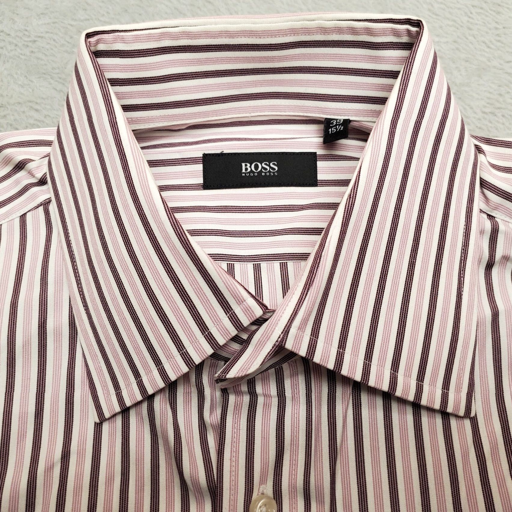 Hugo Boss VINTAGE Hugo Boss Shirt Mens 16 Pink Stripe Long Sleeve Button Dress Smart Casual Size US L / EU 52-54 / 3 - 3 Thumbnail