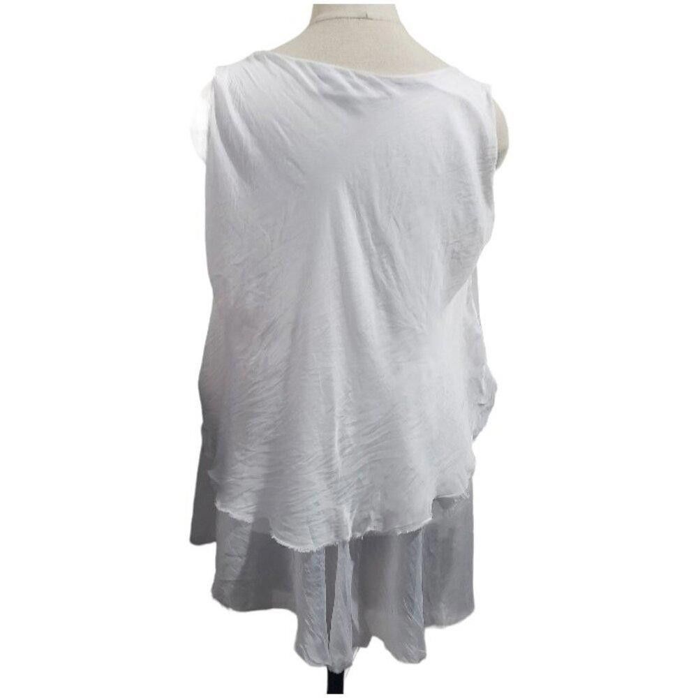 Designer CT1672 Tina Stephens White Layered Sleeveless Blouse Size S / US 4 / IT 40 - 4 Thumbnail
