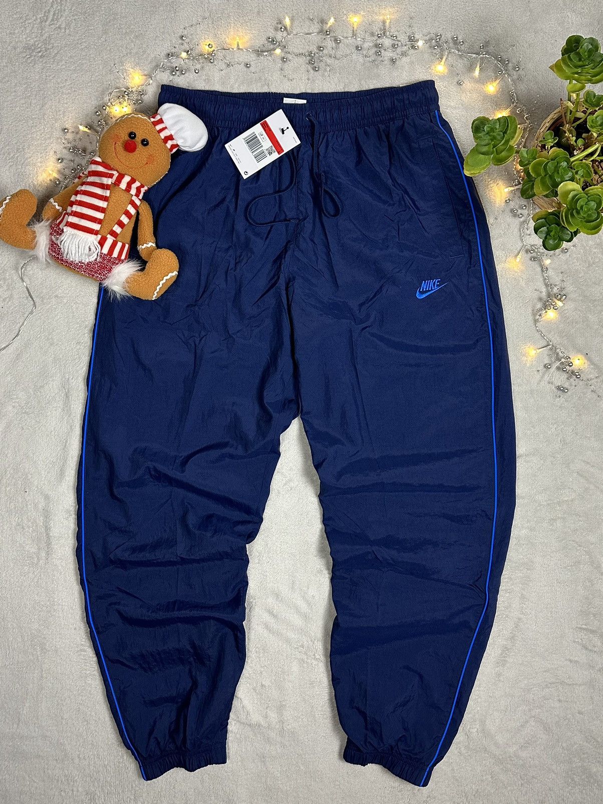 Pre-owned Nike Nylon Basic Logo Outdoor Sweatpants In Navy