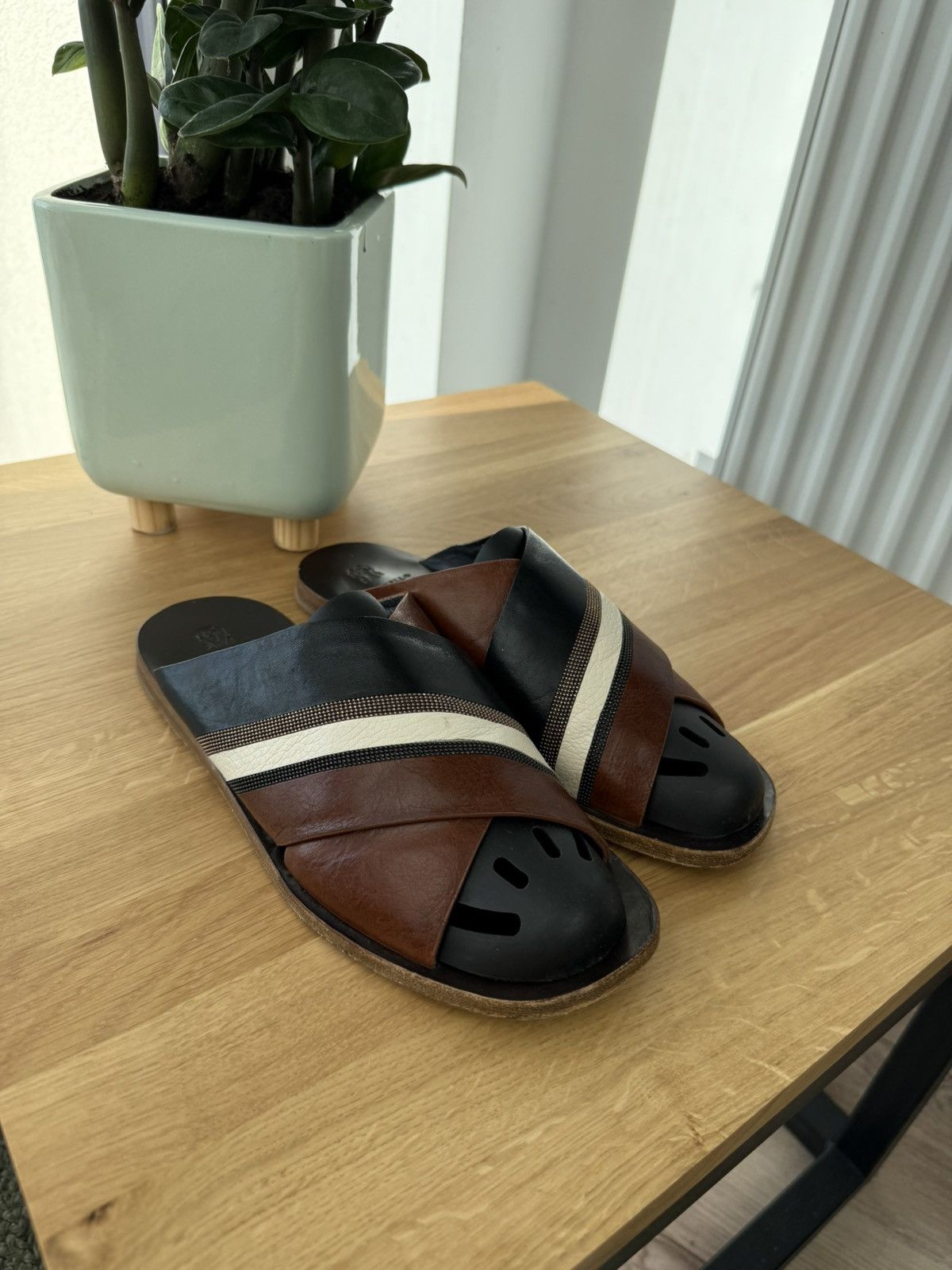 Brunello Cucinelli Brunello Cucinelli suede slides Size US 8 / IT 38 - 1 Thumbnail