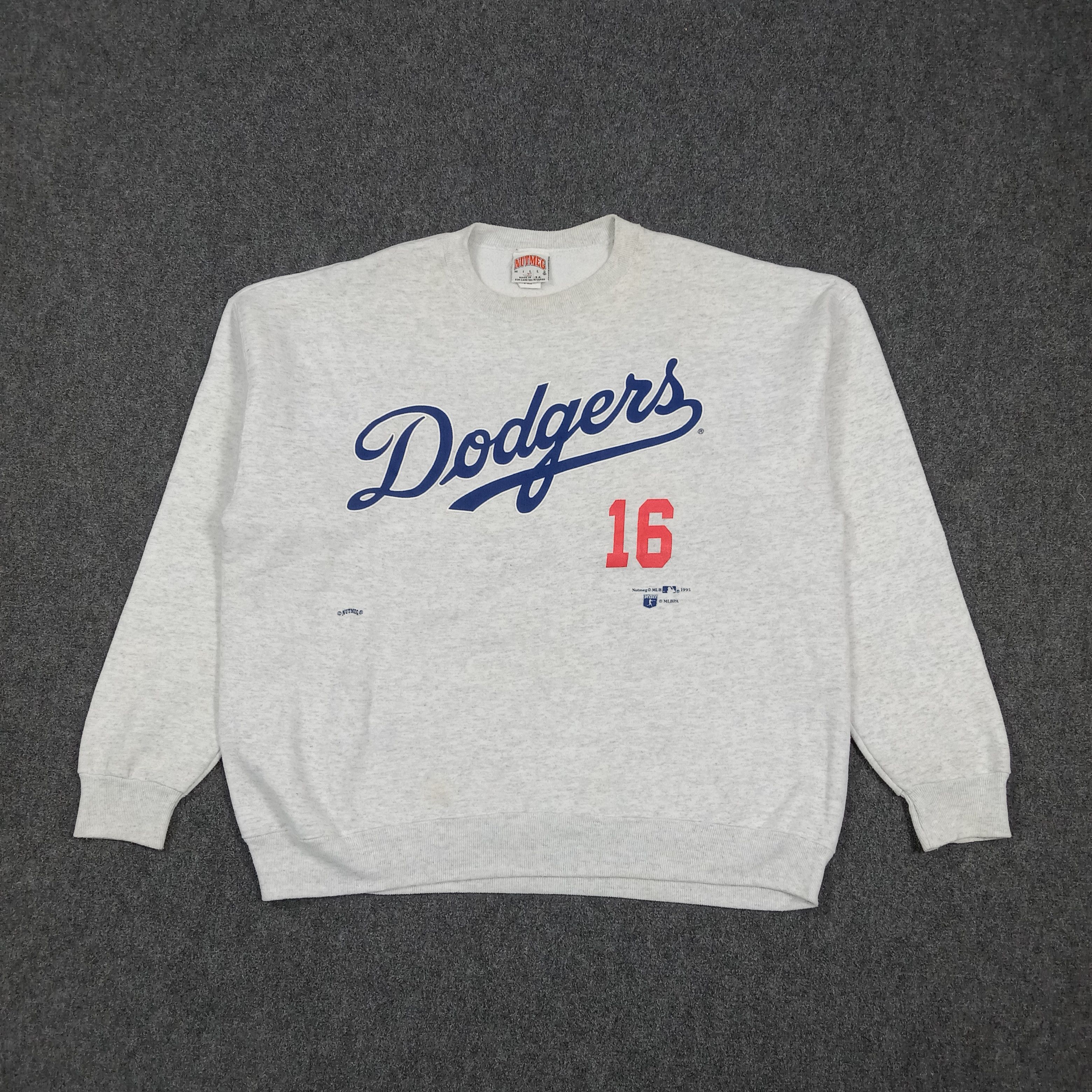 MLB Vintage 90's Nutmeg Dodgers Nomo Baseball Sweatshirt C282N14 Size US XL / EU 56 / 4 - 1 Thumbnail