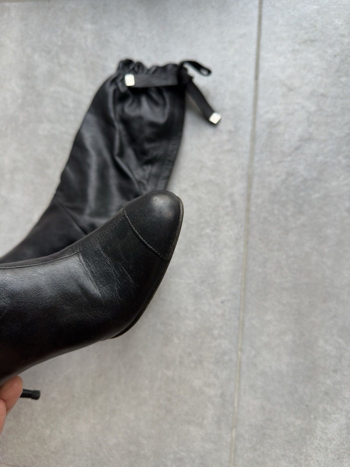 Chanel Chanel Vintage Leather Mid Calf Kitten Heel Boots 2000`s Size US 8 / IT 38 - 7 Thumbnail