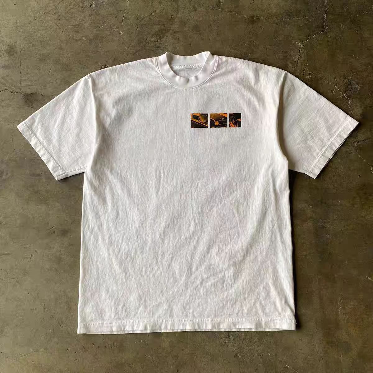 Vintage White street washed retro car print t-shirt Size US M / EU 48-50 / 2 - 2 Thumbnail