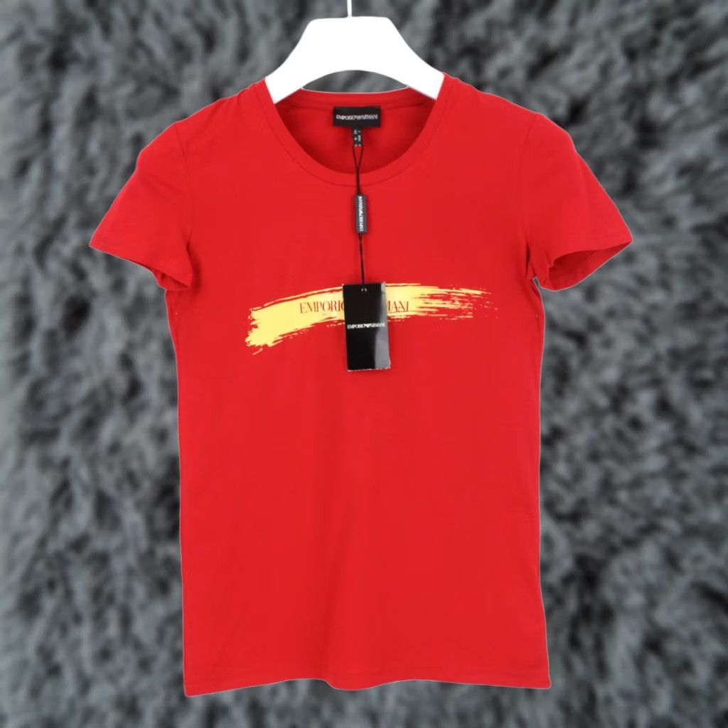 Emporio Armani EMPORIO ARMANI T-Shirt Women's UK 12 Pullover Red Stretchy Round Neck Size XL / US 12-14 / IT 48-50 - 1 Thumbnail
