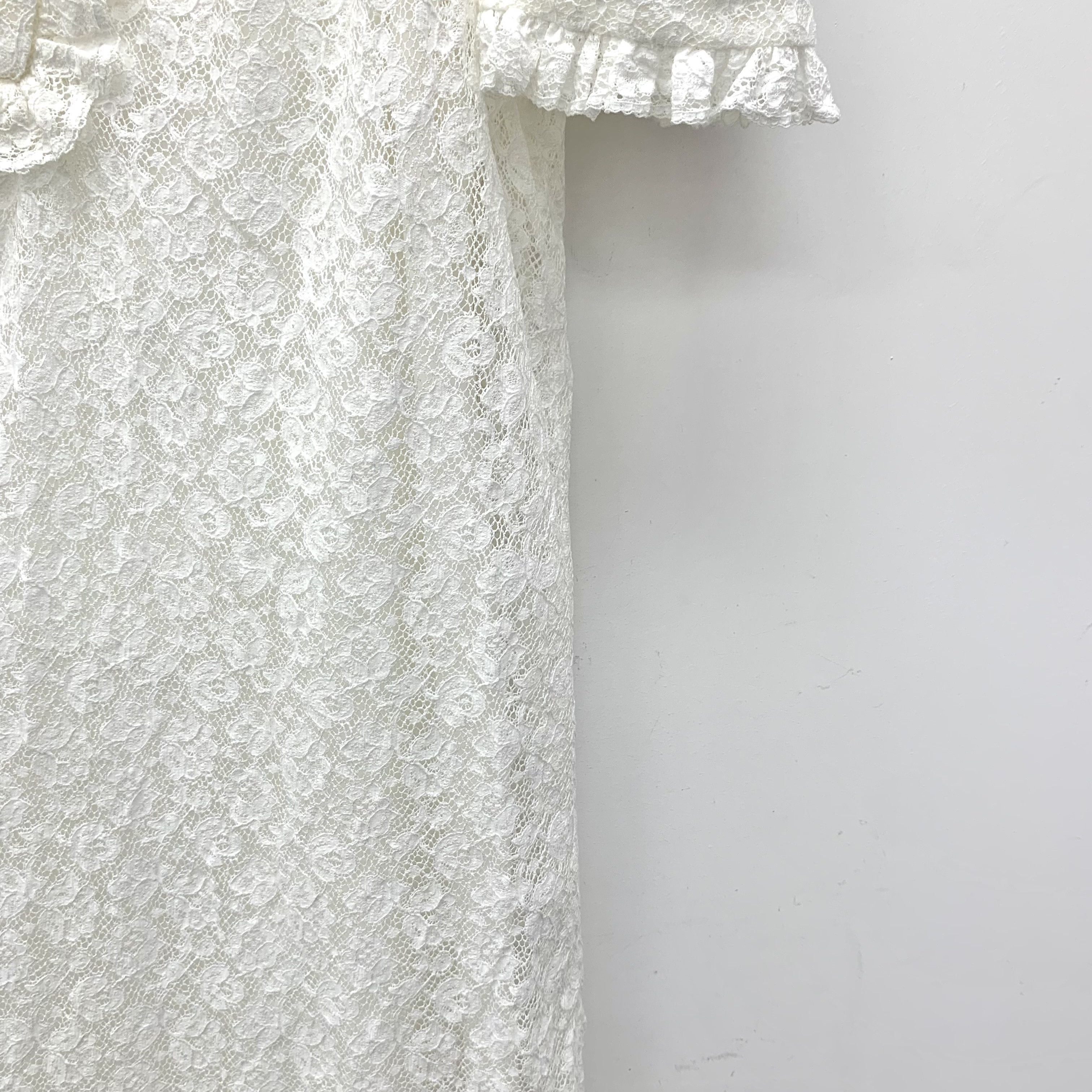 Gucci Gucci Lace Dress – White Floral Ruffle-Edge (Size M) Size M / US 6-8 / IT 42-44 - 6 Thumbnail