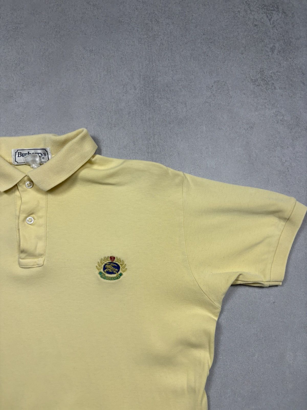 Burberry 80s Vintage Burberrys London Polo Shirt Embroidered Crest Size US L / EU 52-54 / 3 - 2 Thumbnail