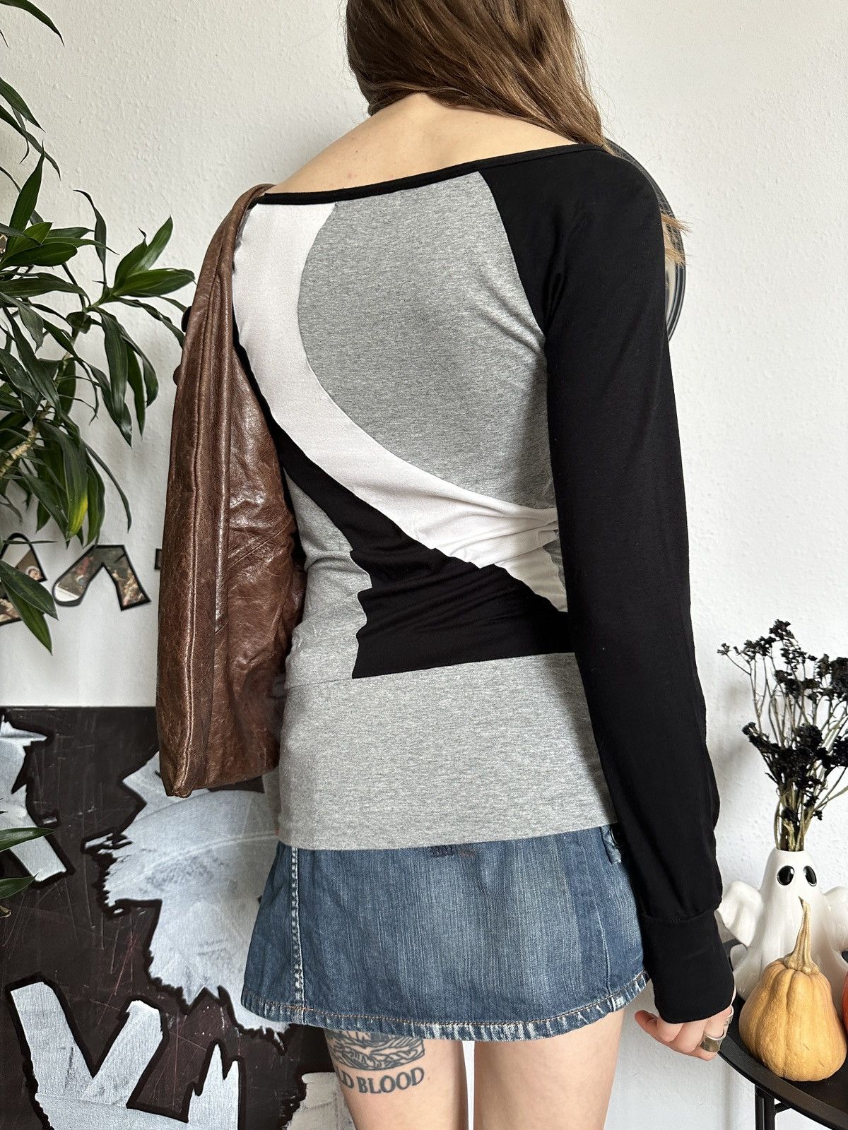 Beauty Beast × Seditionaries Skinny Soft Stretchy Vintage Patchwork Y2K Long-sleeve Top Size S / US 4 / IT 40 - 6 Thumbnail