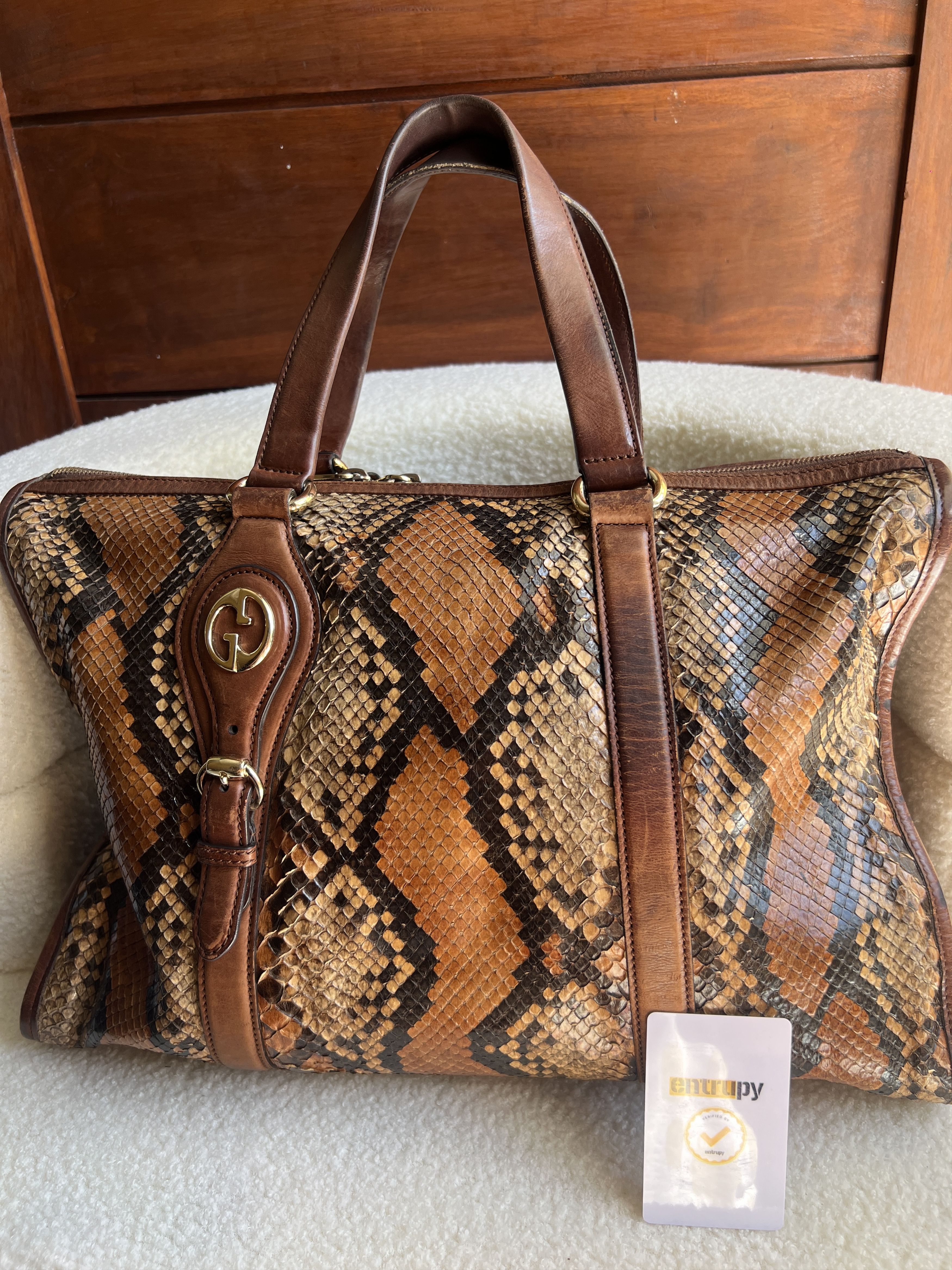Gucci Rare Gucci Brown Python Leather Large Tote Bag Size ONE SIZE - 1 Thumbnail