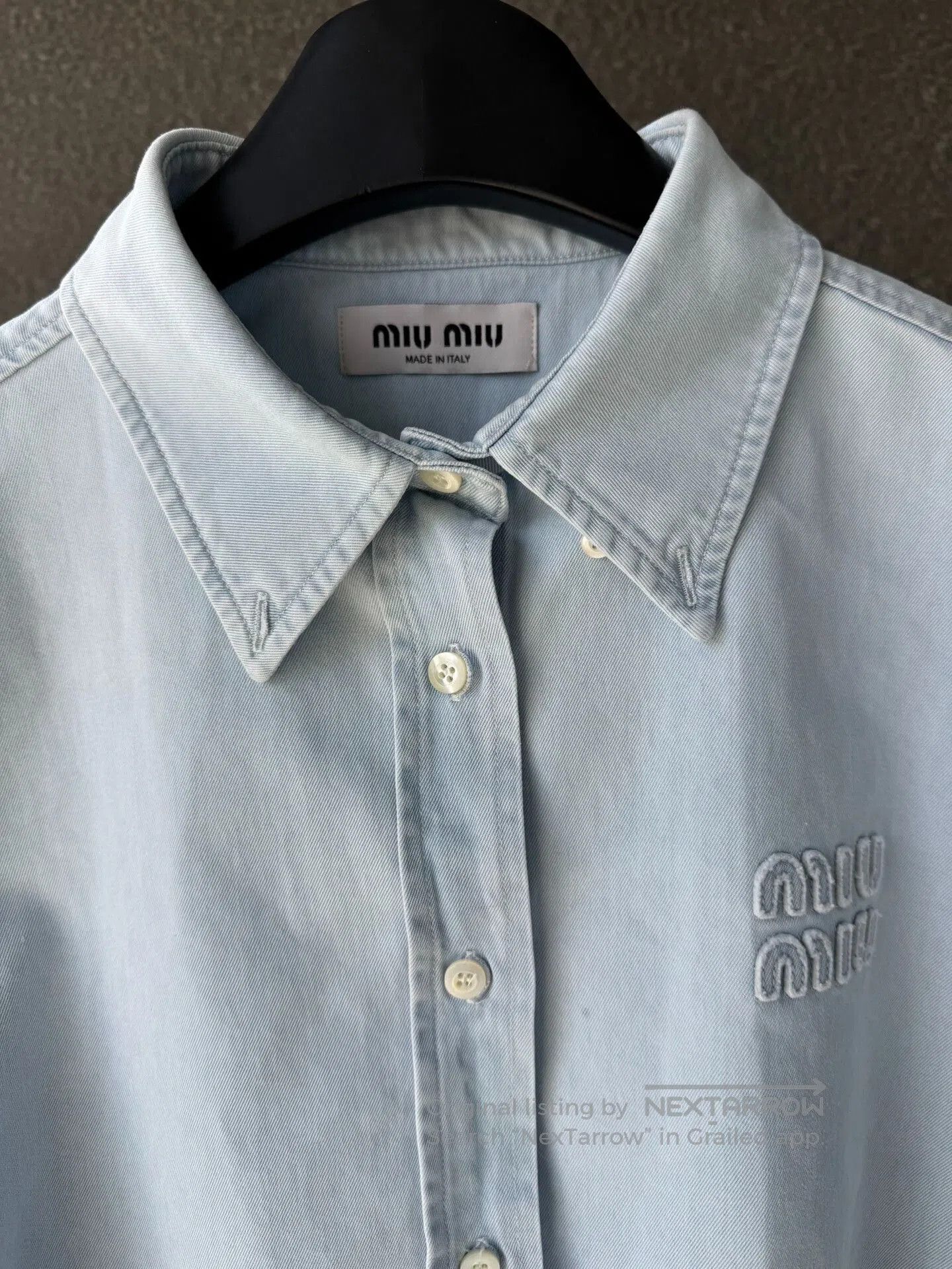 Miu Miu miu miu cropped denim button-up shirt. Size M / US 6-8 / IT 42-44 - 3 Thumbnail