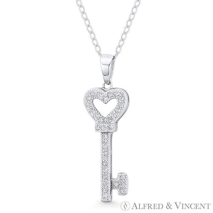 Other Heart Bow Key CZ Crystal Love Charm Pendant Size ONE SIZE - 1 Preview