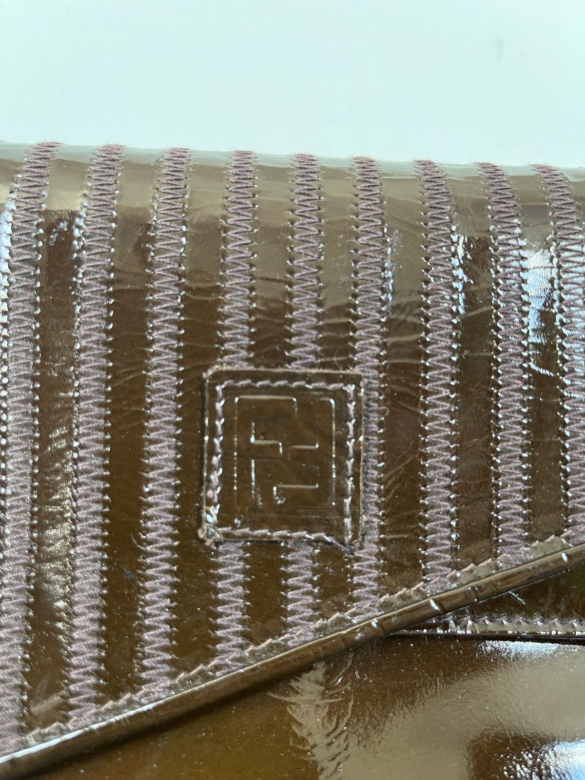 Fendi Vintage 80s Fendi Patent Leather Crossbody Bag Brown Flap Size ONE SIZE - 2 Thumbnail