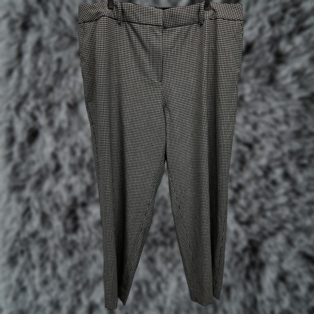 Talbots Talbots Plus Size Women's Houndstooth Ankle Pants 24W High Waist Straight Leg Black Gray Fall Winter Seasonal Size 42" / US 20 - 1 Thumbnail