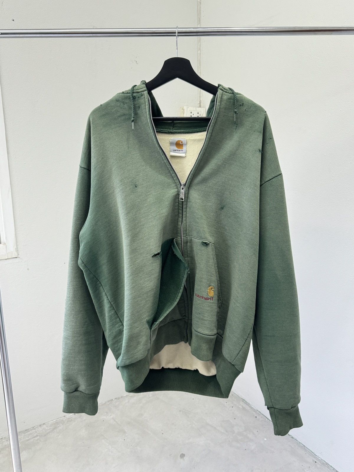 Carhartt × Vintage Distressed Sunfaded 90’s Carhartt Zip Up Hoodie Size US L / EU 52-54 / 3 - 1 Thumbnail