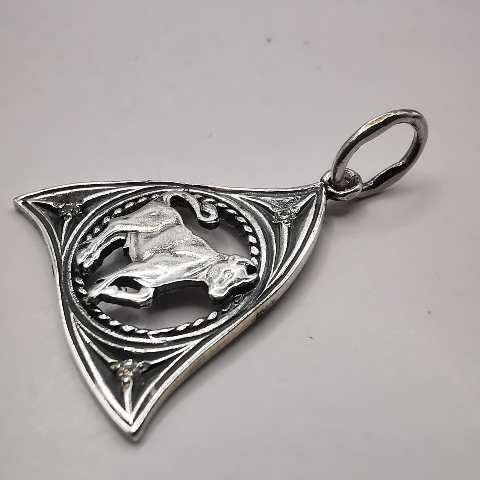 Sterling Silver Vintage Elegant Pendant "Taurus" made of 925 silver 1.86g Size ONE SIZE - 3 Thumbnail