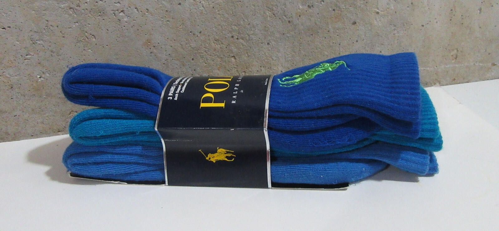 Polo Ralph Lauren Polo Ralph Lauren Big Pony Crew Socks Blue Tones 3 pk RARE Size ONE SIZE - 4 Thumbnail