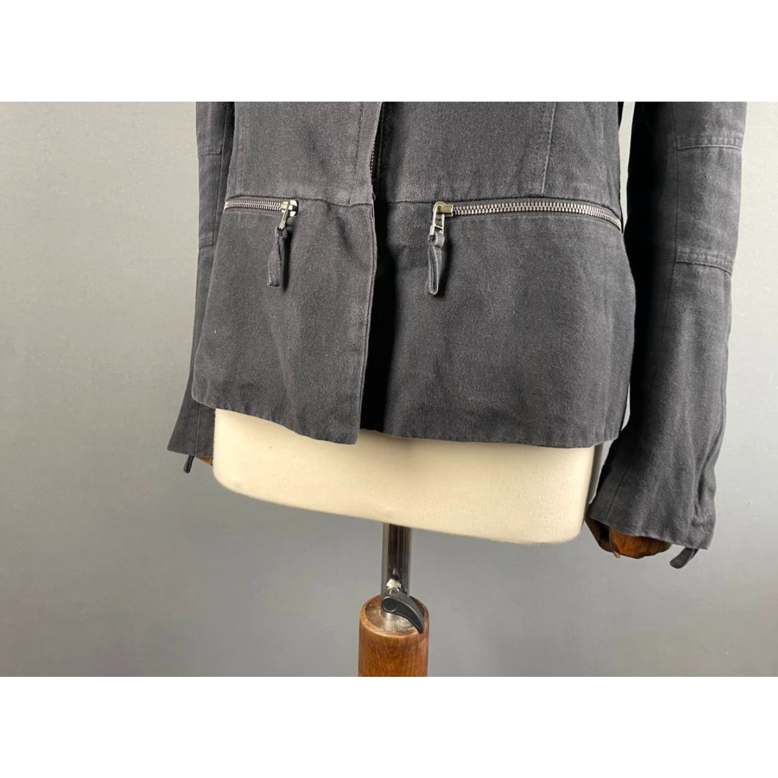Vintage Annette Görtz Jacket Parka Womens Long Sleeve Black Ramie Zip Full Zip Size 40 Coat Size S / US 4 / IT 40 - 7 Thumbnail