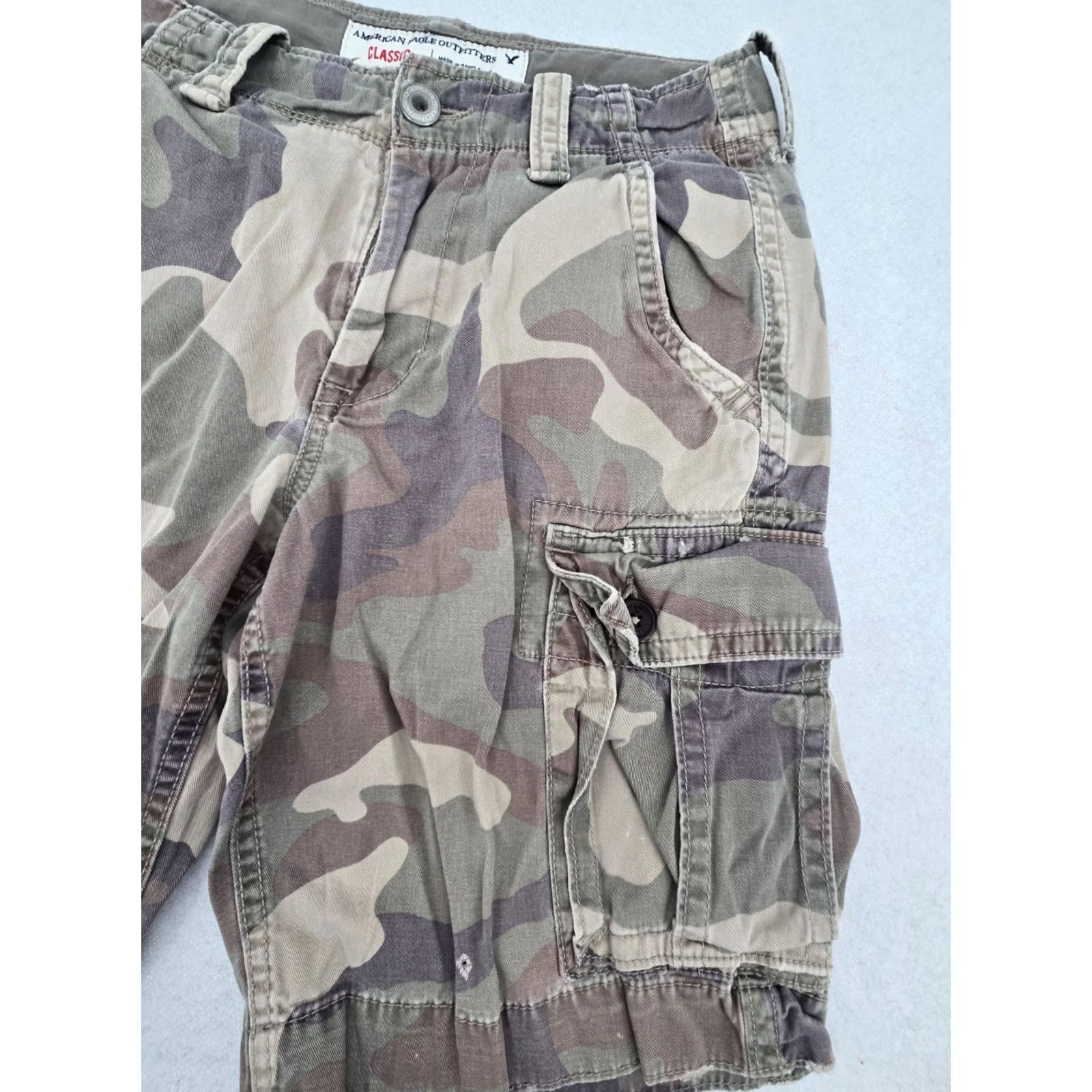 Vintage American Eagle Cargo Shorts 28 Green Camouflage Cargo Pocket Men Shorts Size US 28 / EU 44 - 6 Thumbnail