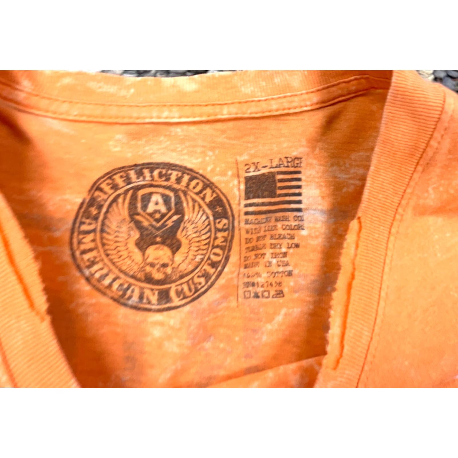 Affliction Affliction Shirt Men 2XL Orange Tee Live Fast Motorcycle Customs Faded Graphic T-Shirt Short Sleeve Size US XXL / EU 58 / 5 - 5 Thumbnail