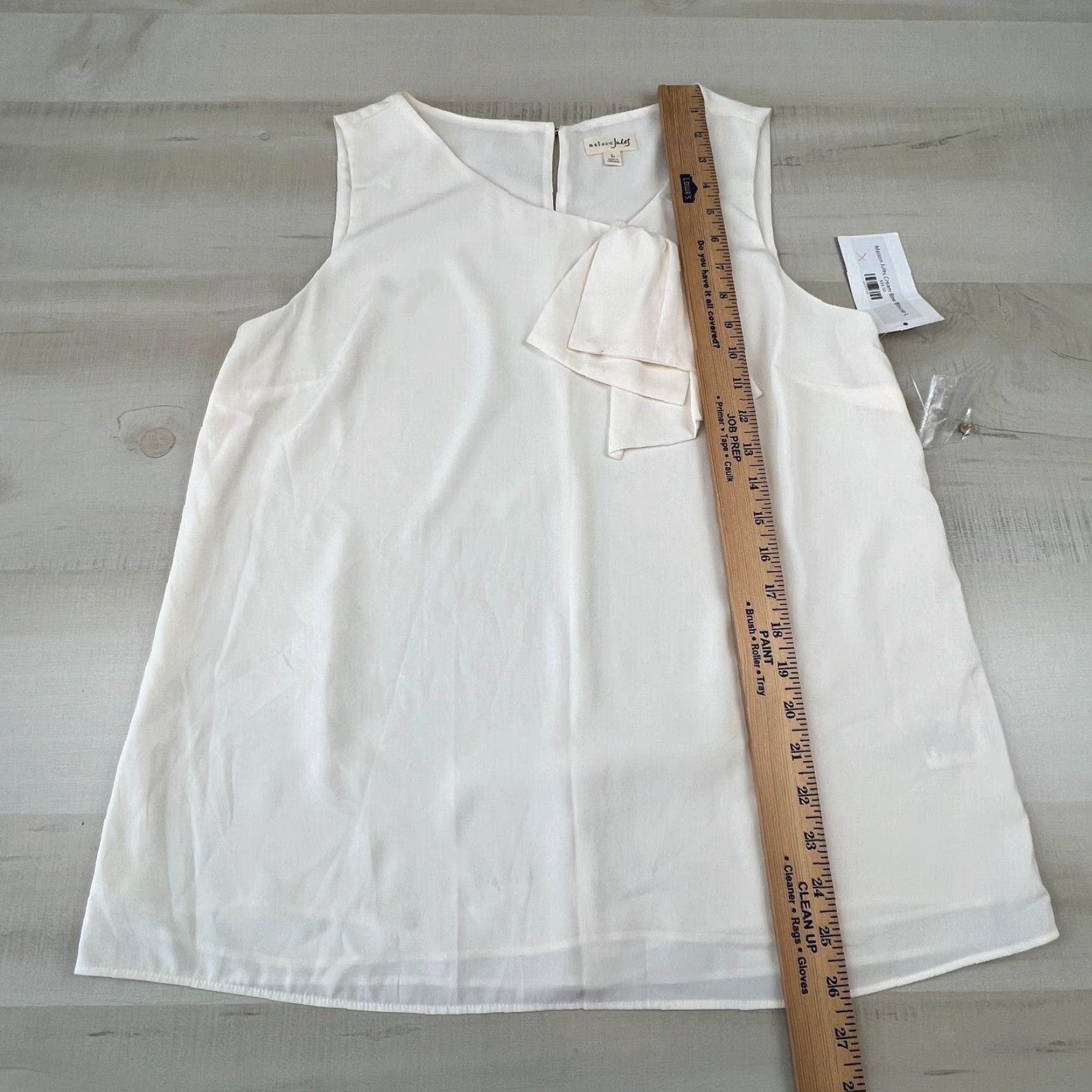 Vintage Maison Jules Womens Semi Sheer Blouse Shirt Top Ivory Large Sleeveless Lined Size L / US 10 / IT 46 - 6 Thumbnail