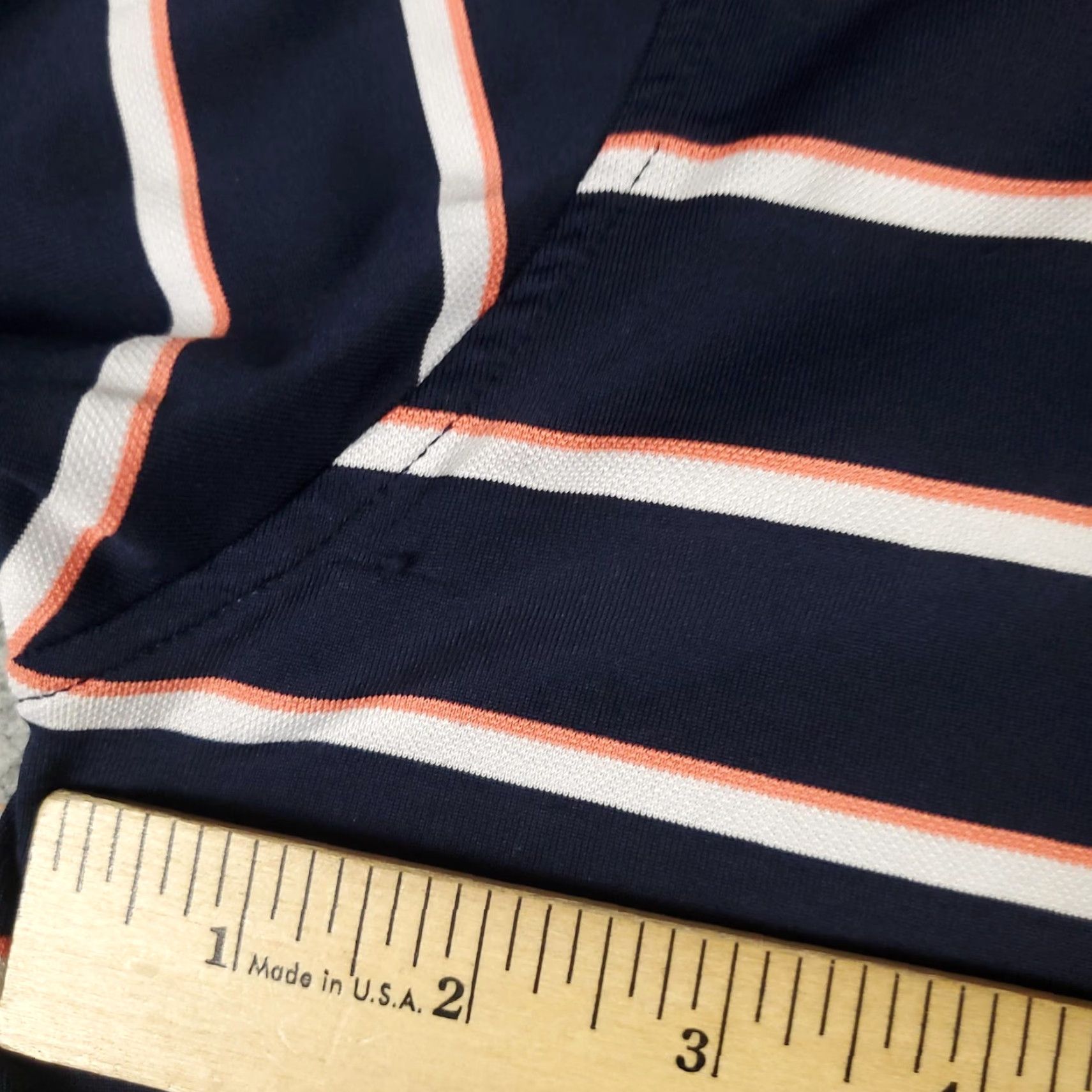 Footjoy FootJoy Polo Shirt Mens Large Navy Blue Orange White Striped Golf Performance Size US L / EU 52-54 / 3 - 7 Thumbnail