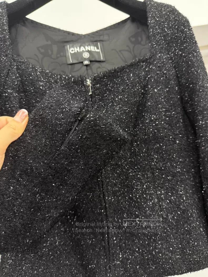 Chanel Chanel Chair series black fine glitter square collar jacke Size XS / US 0-2 / IT 36-38 - 2 Thumbnail