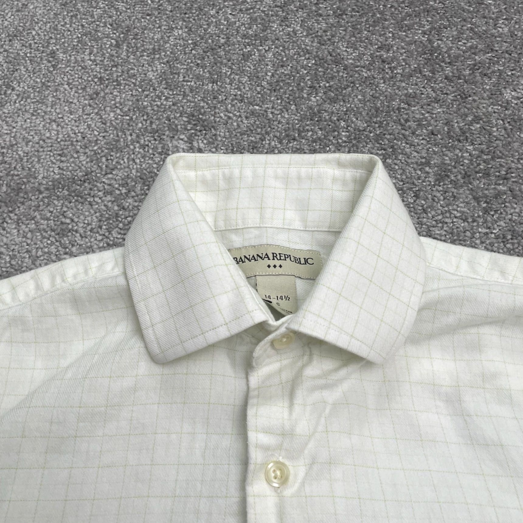 Banana Republic Banana Republic Shirt Mens Small White Check Button Down Workwear 14-14.5 Size 36R - 3 Thumbnail