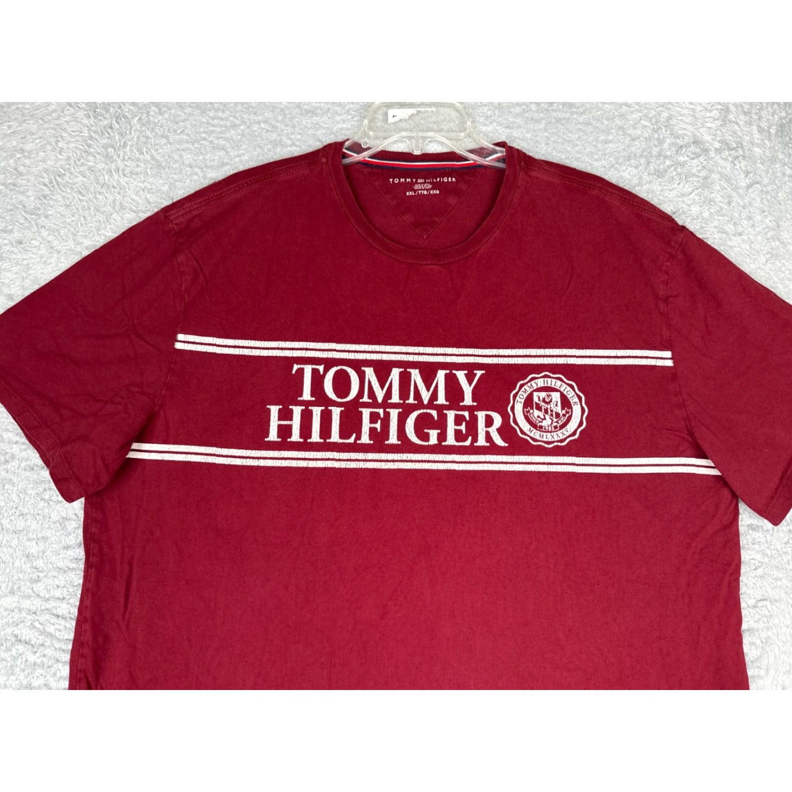 Tommy Hilfiger Tommy Hilfiger Shirt Adult 2XL Red 100% Cotton Crew Neck Jersey Embroidered Logo T-Shirt Mens Size US XXL / EU 58 / 5 - 4 Thumbnail