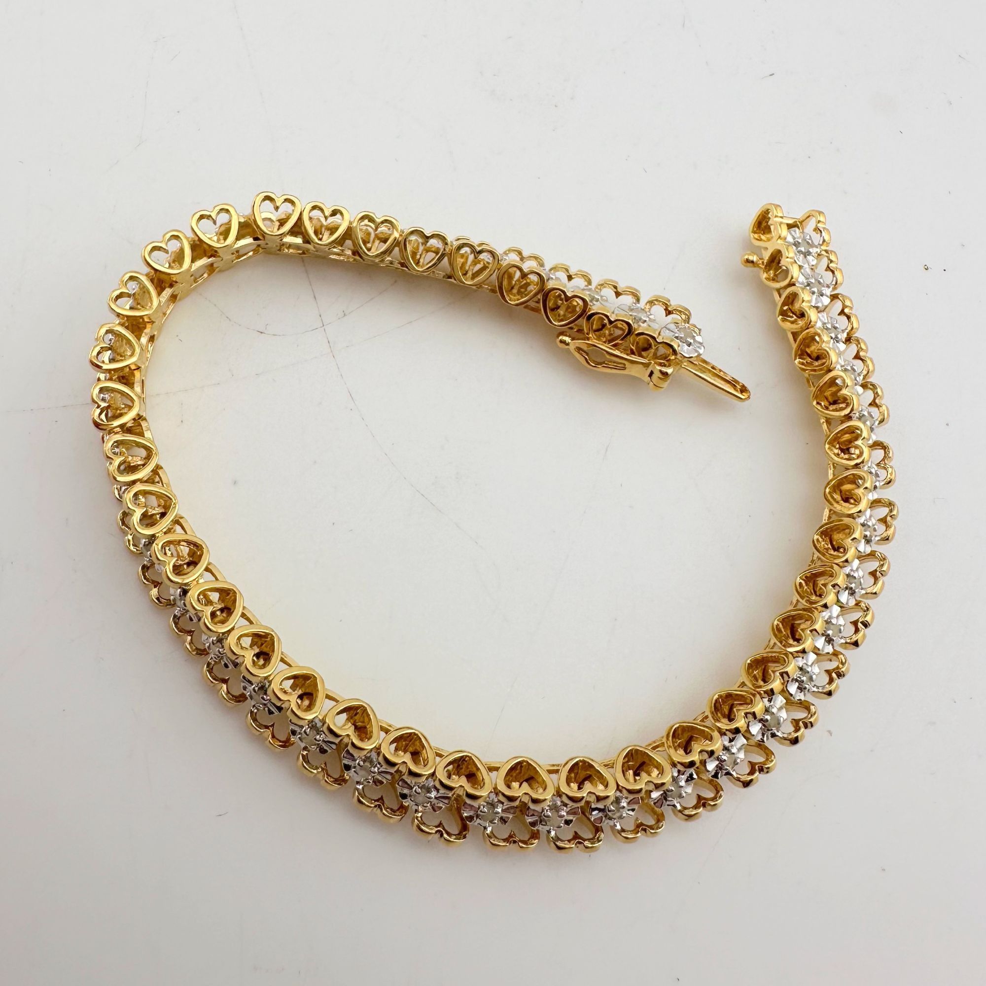 Other 1/2 Carat Diamond Bracelet w Heart Pattern on Side 14kt Gold Size ONE SIZE - 11 Thumbnail
