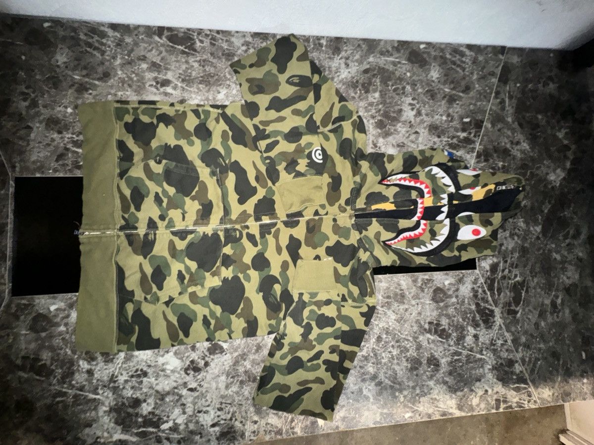 BAPE 1st Shark Double Hood Full Zip Hoodie Green Men's XL