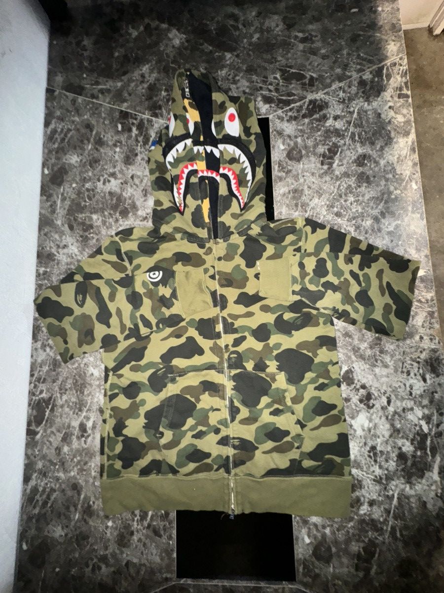 Bape BAPE 1st Shark Double Hood Full Zip Hoodie Green Men’s XL Size US XL / EU 56 / 4 - 1 Thumbnail