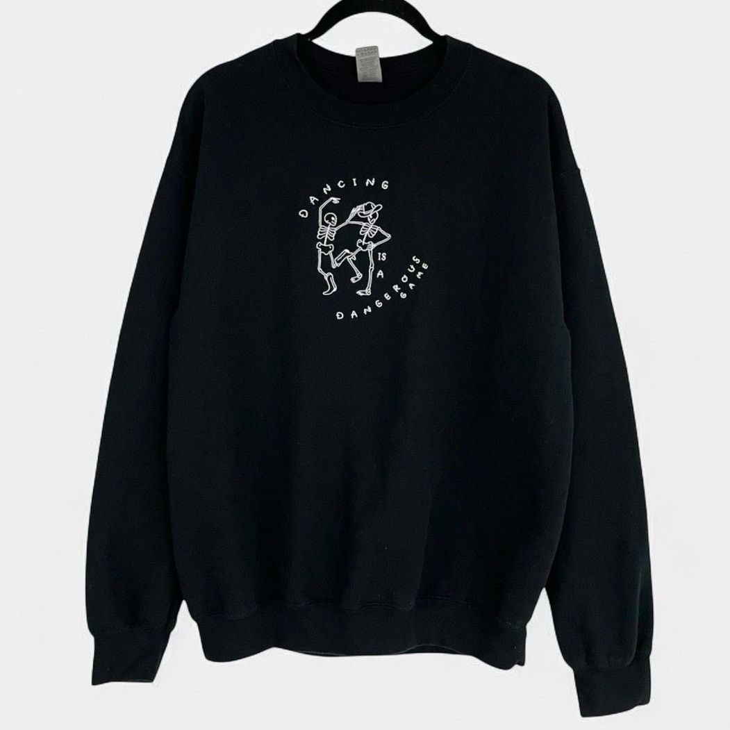 Gildan Dancing is a Dangerous Game Skeleton Black Sweatshirt Size M / US 6-8 / IT 42-44 - 1 Thumbnail