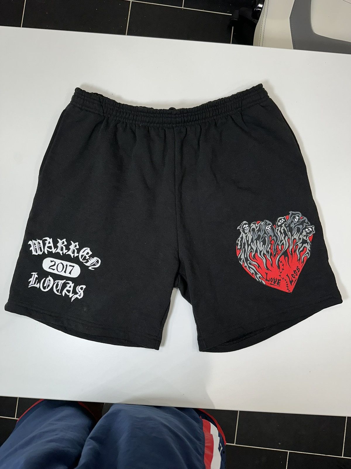 Warren Lotas Love Loss Heart Shorts Black