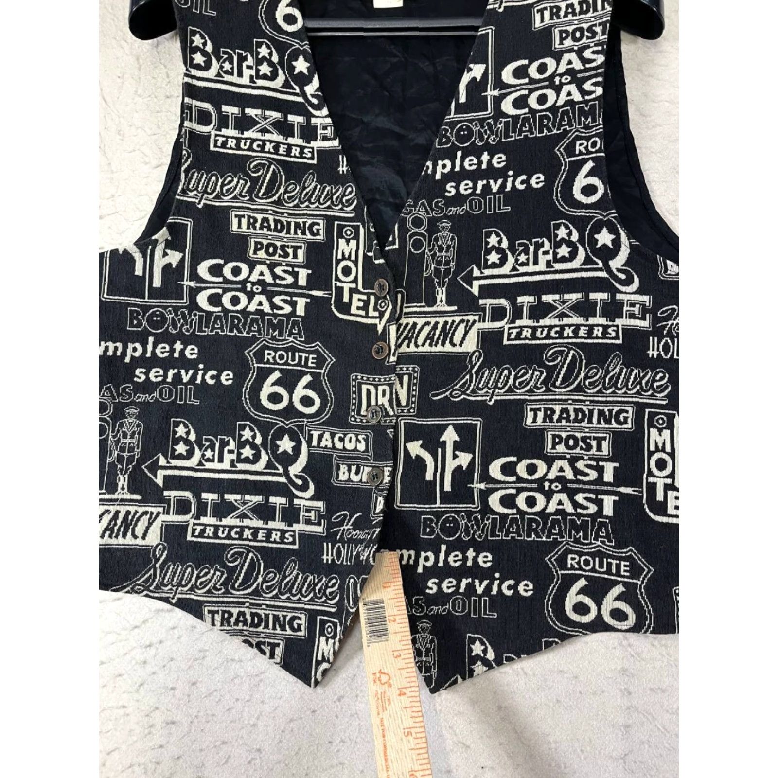 Vintage Vtg Wrapper Vest Route 66 Black Tan 2XL USA Men Vest Button Missing Pic Made In USA Size US XXL / EU 58 / 5 - 7 Thumbnail