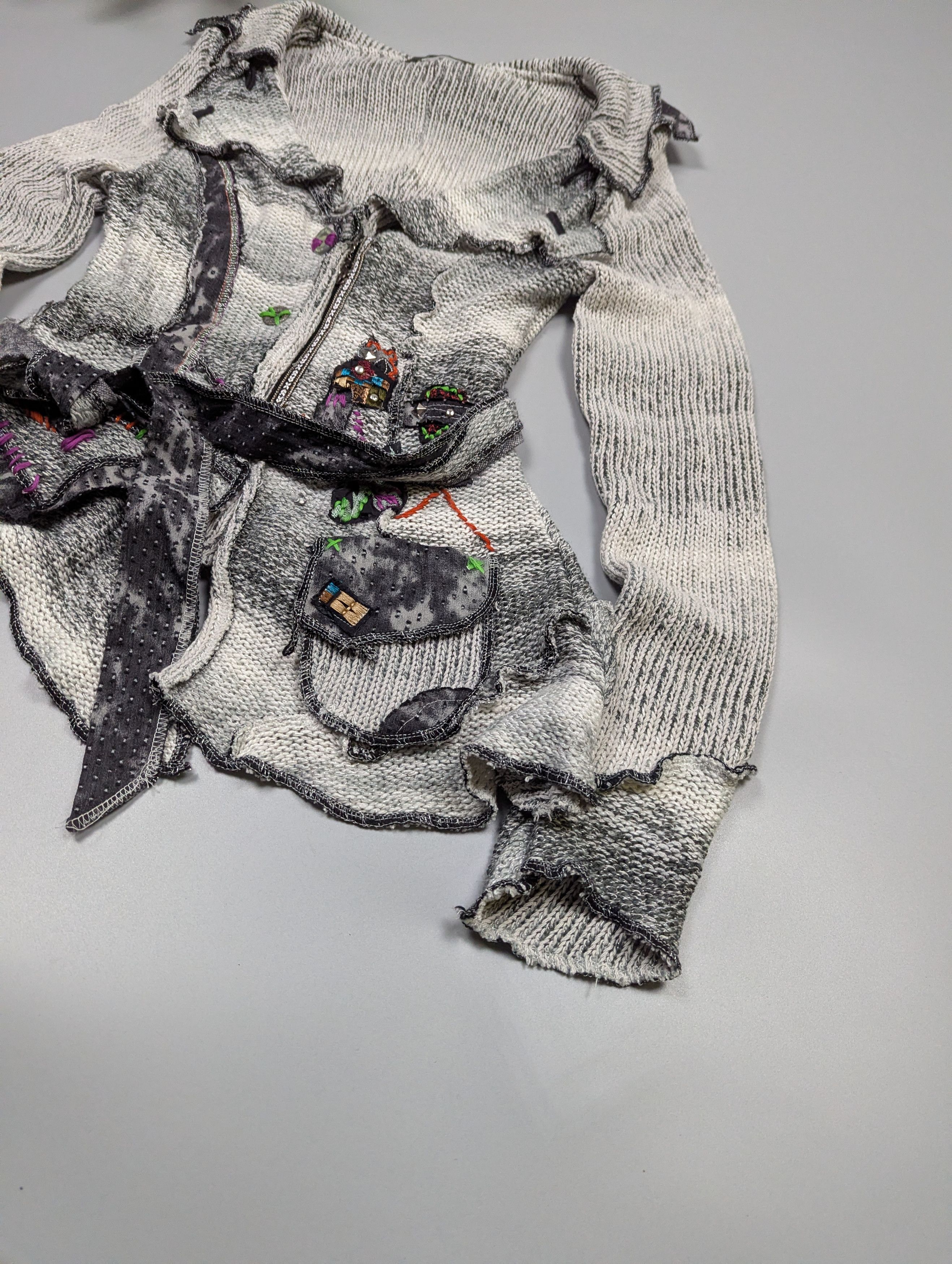 Japanese Brand Rare Julu Christine Deconstructed Knit Cardigan Patchwork Size M / US 6-8 / IT 42-44 - 7 Thumbnail
