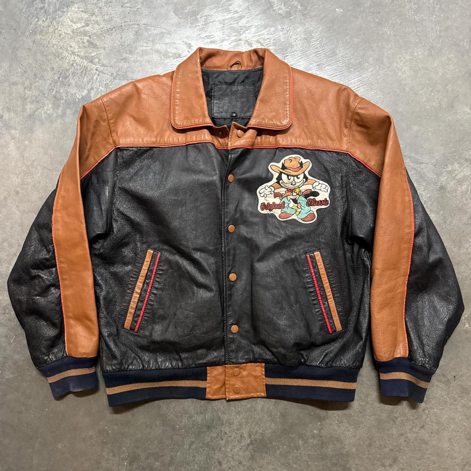 Japanese Brand × Vintage Vintage 90s 80s Felix The Cat Cowboy Classic Leather Jacket Size US M / EU 48-50 / 2 - 3 Thumbnail