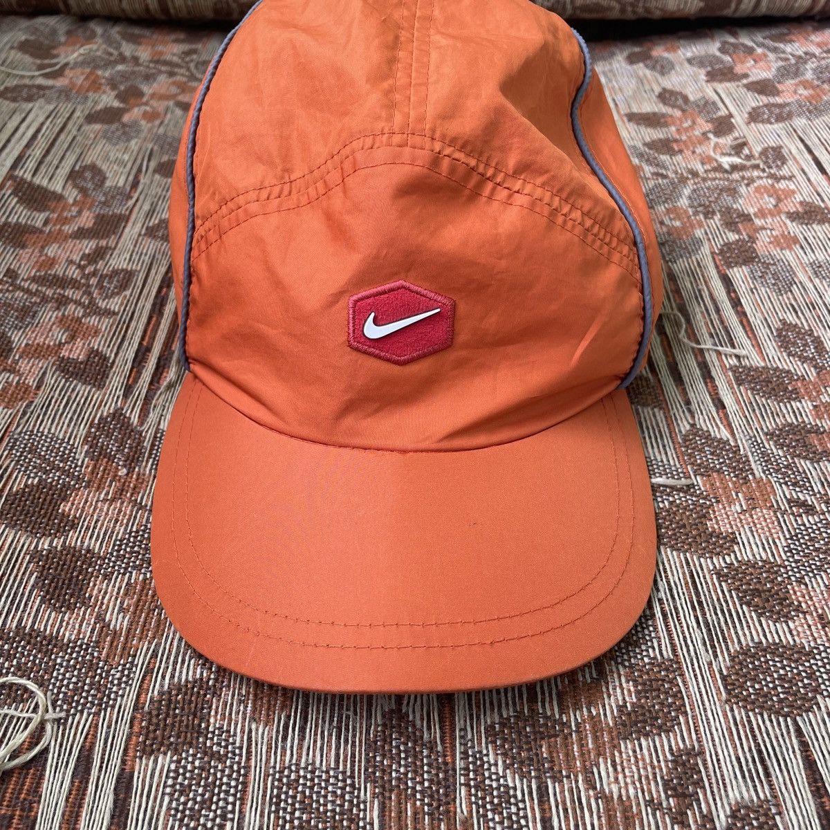 Nike Vintage Nike Nylon 5 Panel Cap Hat Orange Mens One Size Size ONE SIZE - 4 Thumbnail