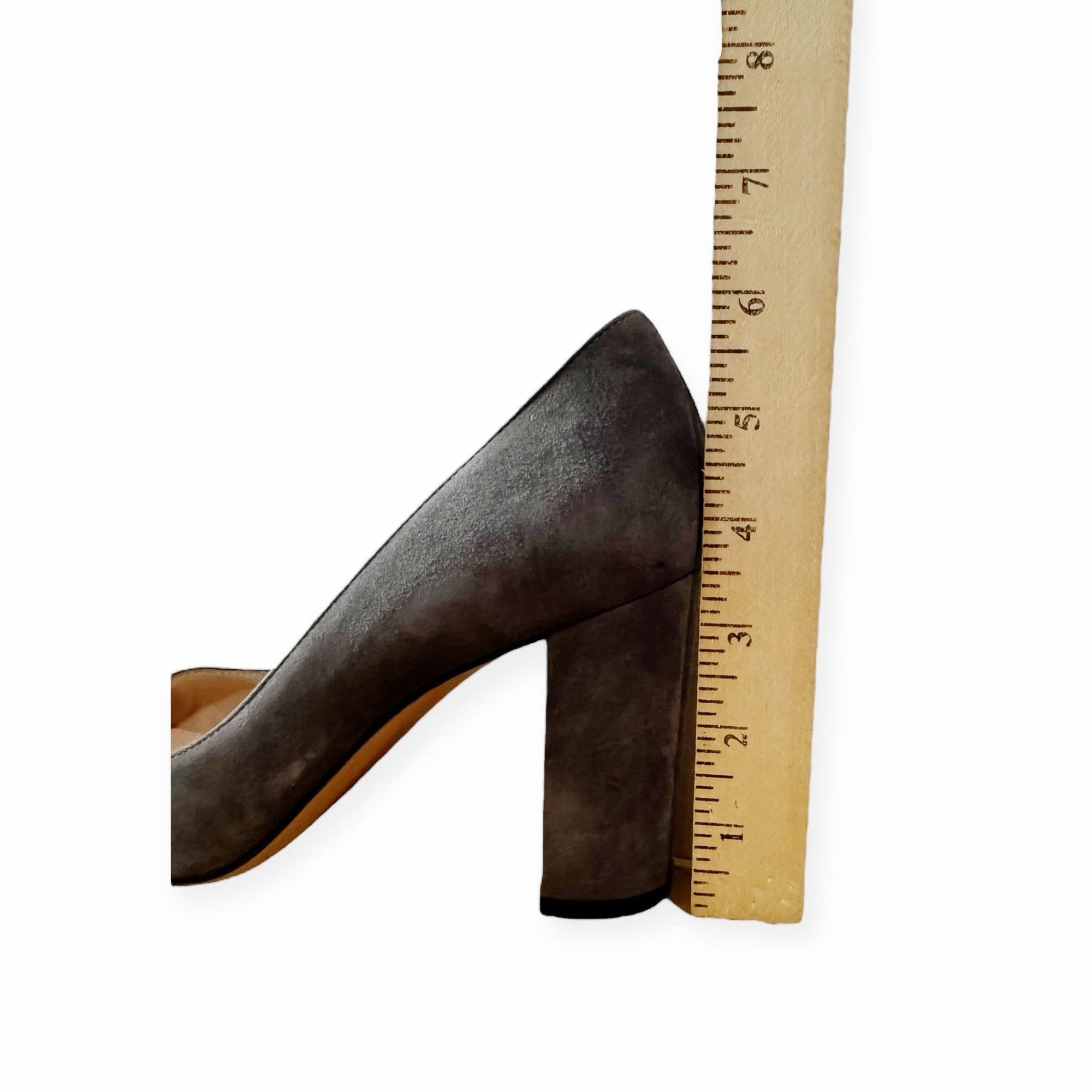 Gianvito Rossi Gianvito Rossi Round Toe 85mm Block Heel Pumps, Gray Suede, Size US 9.5 / IT 39.5 - 11 Thumbnail