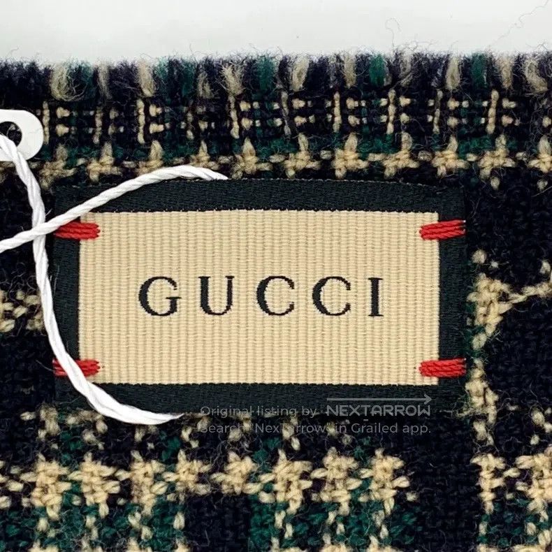 Gucci Gucci Black logo jacquard full-print wool tassel scarf Size ONE SIZE - 8 Thumbnail