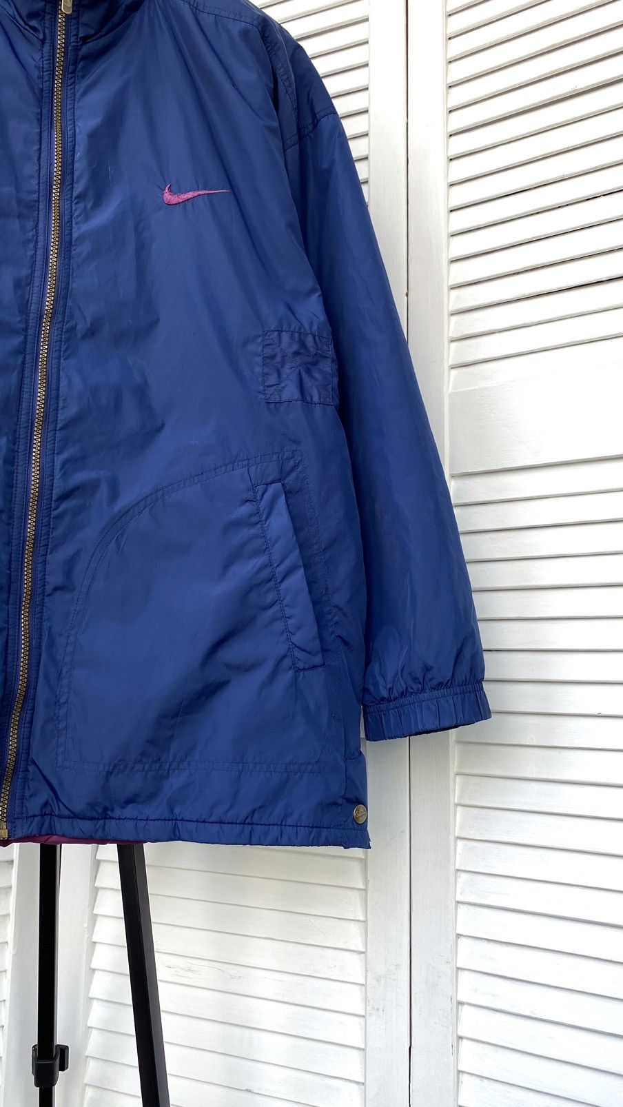 Nike × Vintage Vintage Nike Big Swoosh Logo Nylon Coat Jacket Size US L / EU 52-54 / 3 - 4 Thumbnail