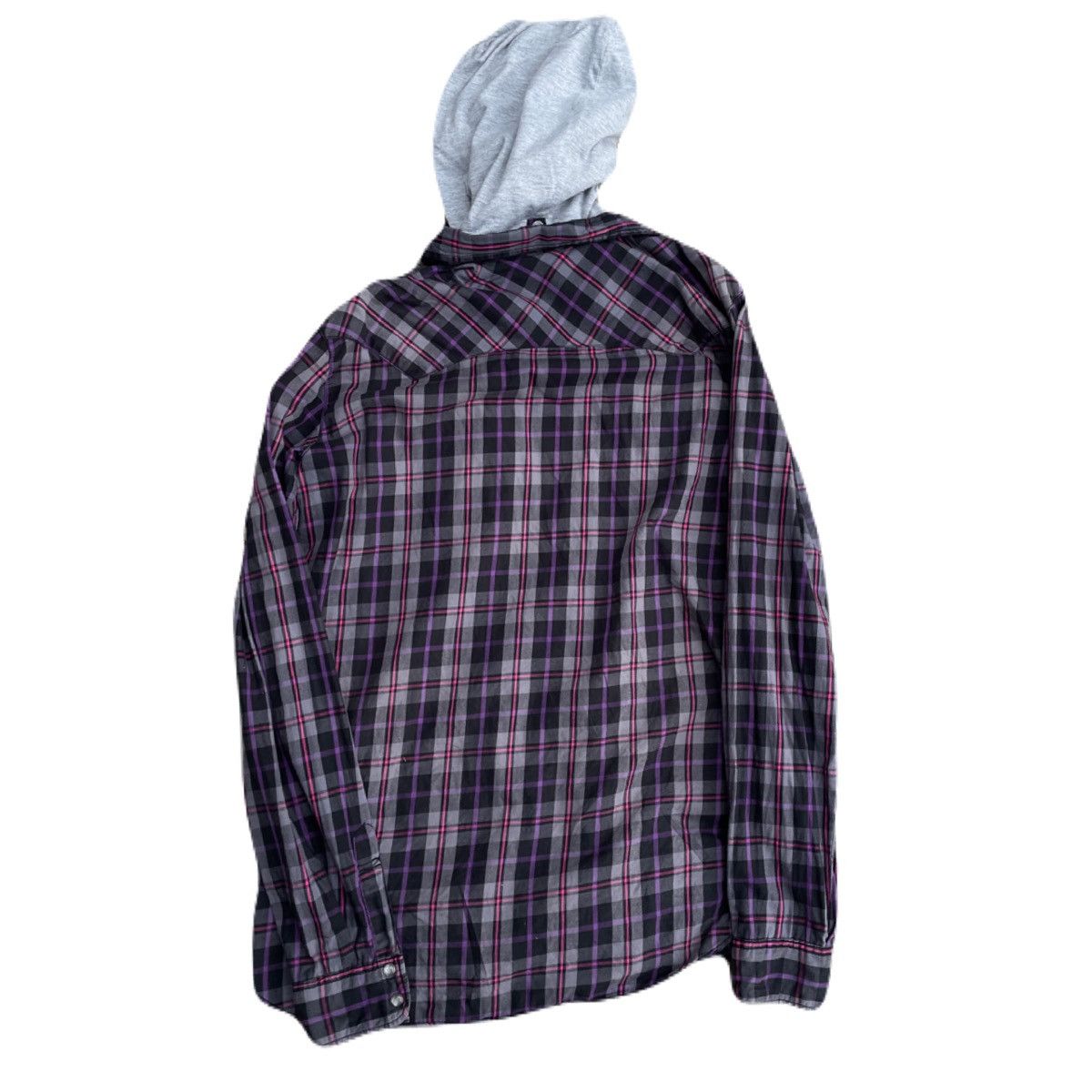 If Six Was Nine 2000s Japanese archive Vkei Patch Plaid Hooded Shirts Gyaruo Size US M / EU 48-50 / 2 - 4 Thumbnail