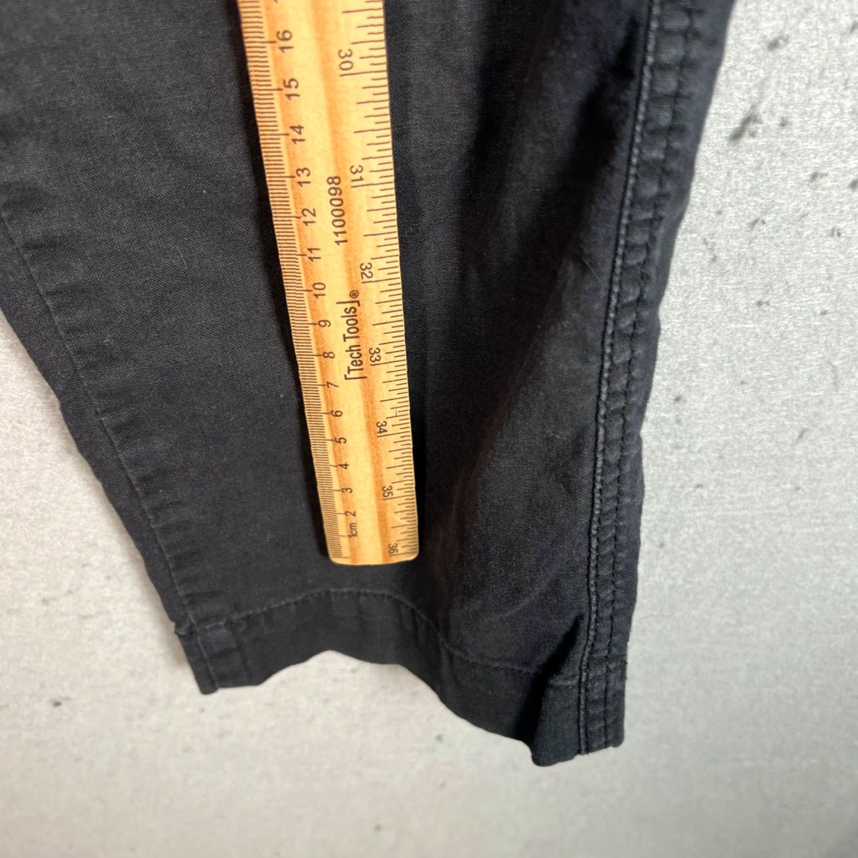 Uniqlo UNIQLO Black Womens Size 26-27 Linen-Blend Tapered Pants Drawstring Size 28" / US 6 / IT 42 - 5 Thumbnail