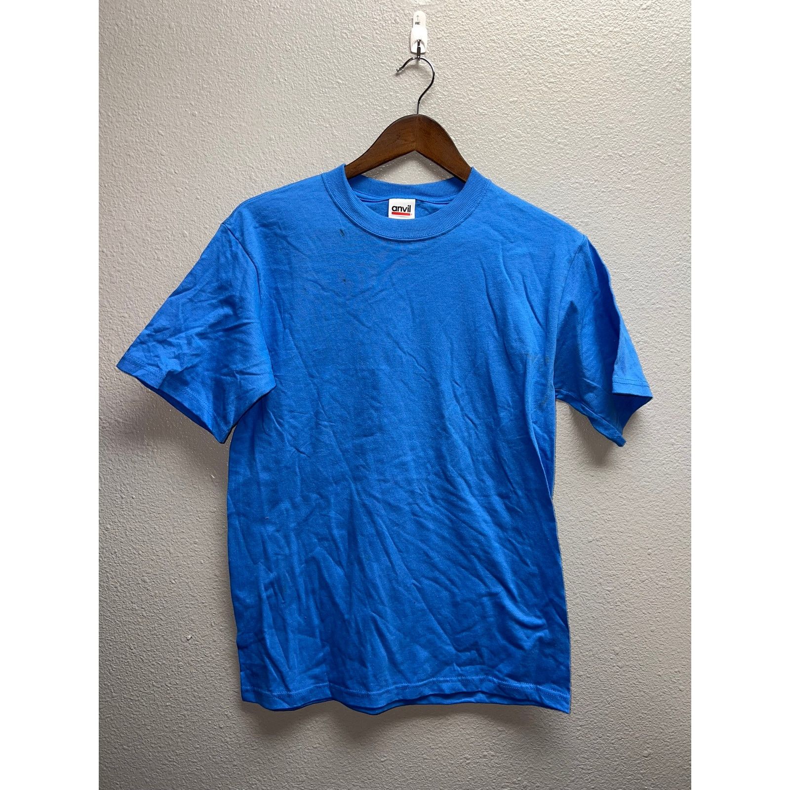 Anvil 90s Vintage Anvil Blue Blank Short Sleeve Shirt Tee Stain S Size US S / EU 44-46 / 1 - 1 Thumbnail