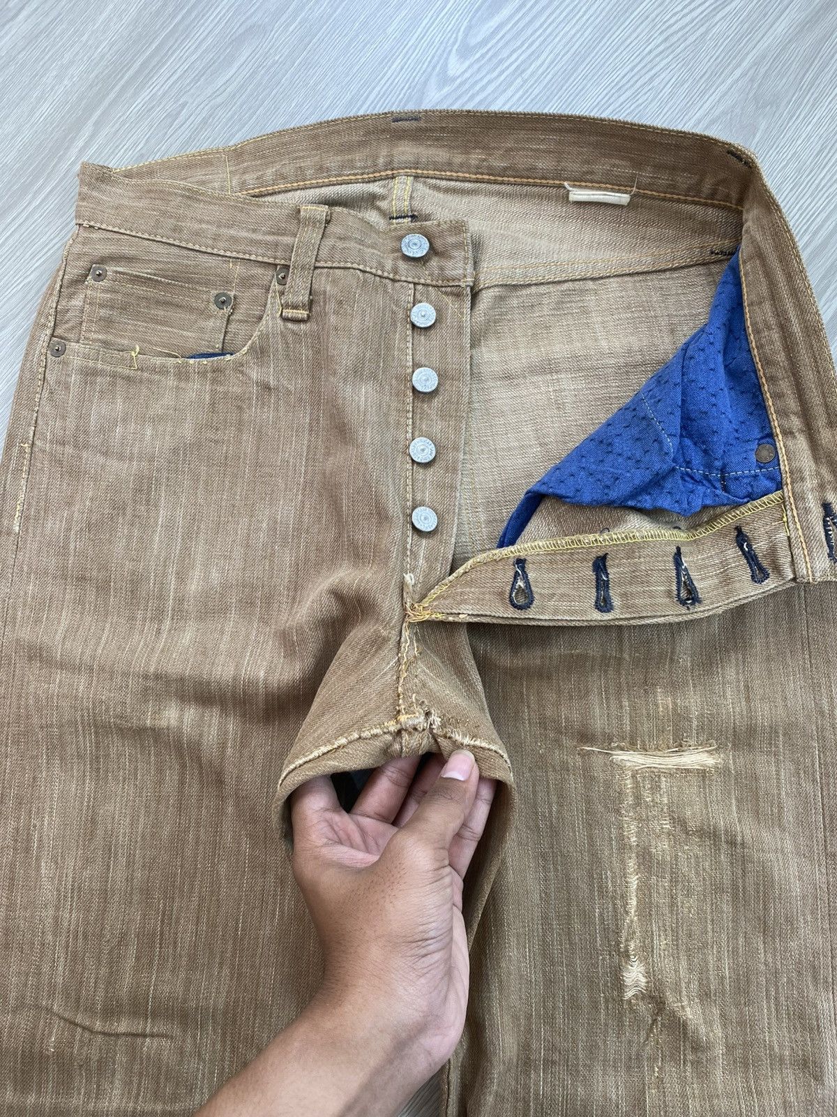Sugar Cane Vintage Sugar Cane Okinawa Selvedge Distressed Jeans Size US 30 / EU 46 - 8 Thumbnail