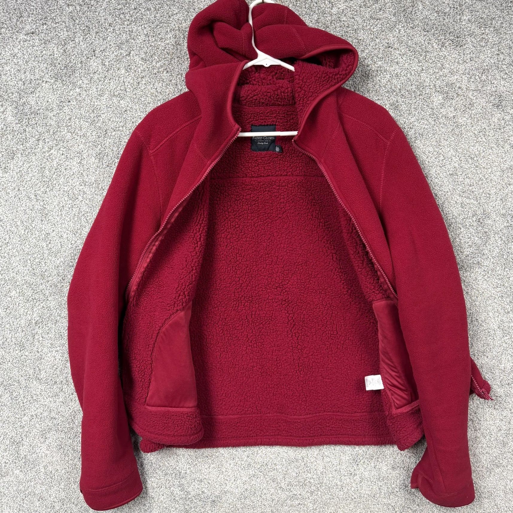 Faded Glory Faded Glory Jacket Womens L Red Fleece Hooded Full Zip Granola Girl Cabincore Size L / US 10 / IT 46 - 7 Thumbnail