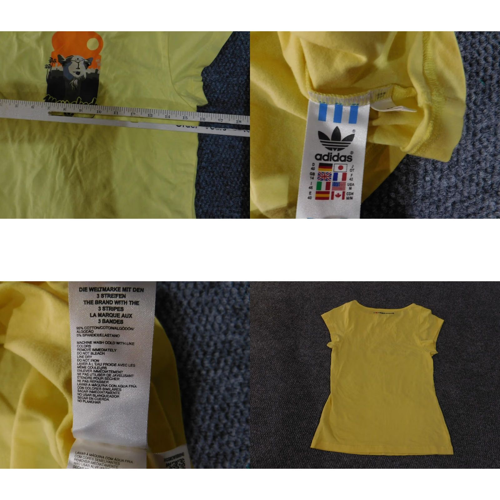 Adidas VINTAGE Adidas Shirt Womens Medium Yellow Marrakesh Graphic Tee Short Sleeve Cotton Size M / US 6-8 / IT 42-44 - 8 Thumbnail