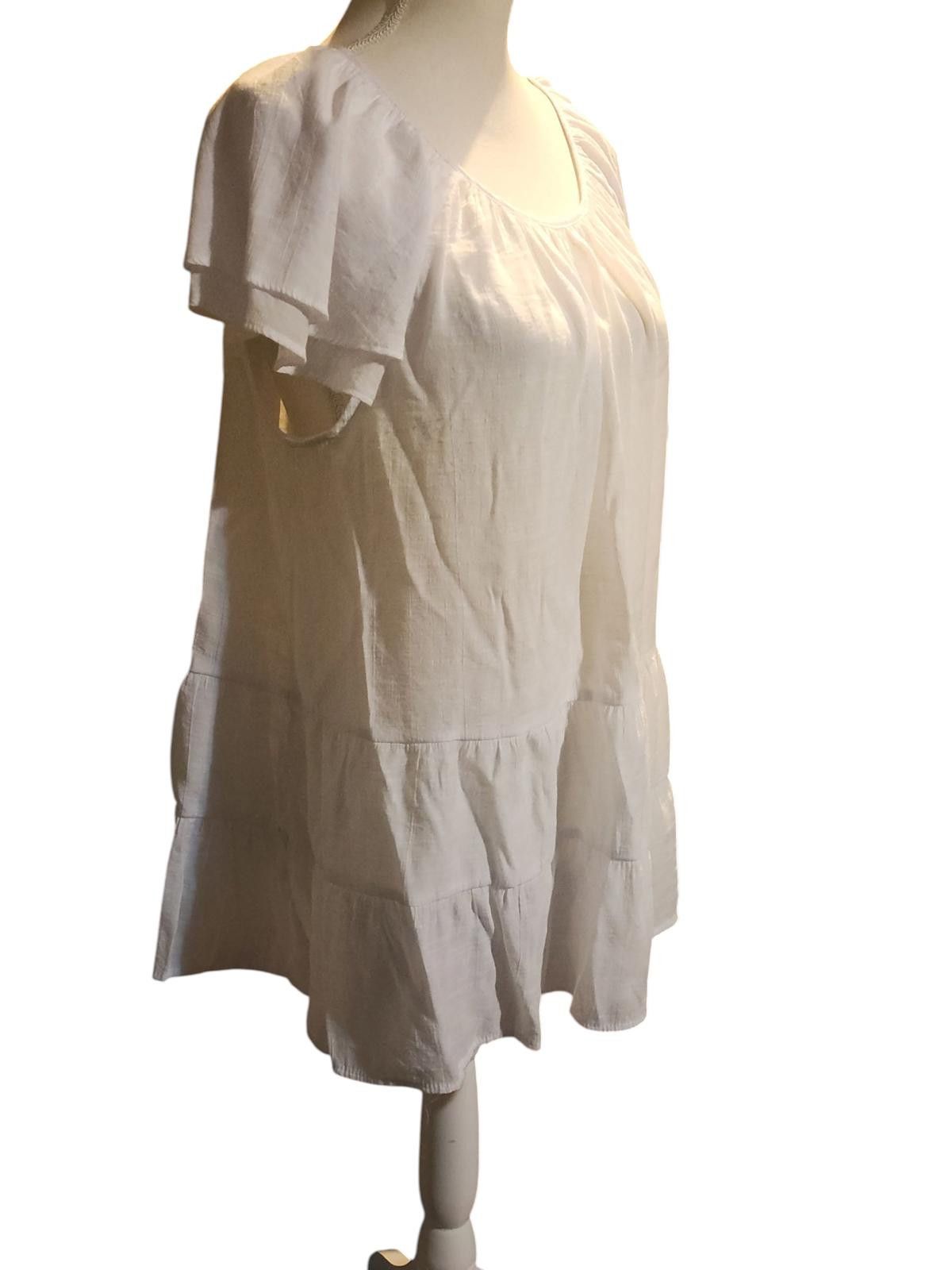 Designer White Short Sleeve Peplum Blouse by Counterparts Size M / US 6-8 / IT 42-44 - 4 Thumbnail